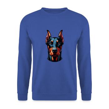 Visage de chien - Doberman - Sweat-shirt Unisexe - bleu royal - Devant - Alina (178cm) & Michal (187cm)
