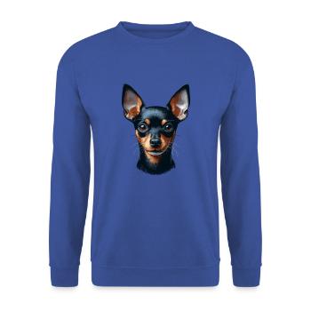 Dog Face - English Toy Terrier - Unisex Sweatshirt - royal blue - Front - Alina (178cm) & Michal (187cm)