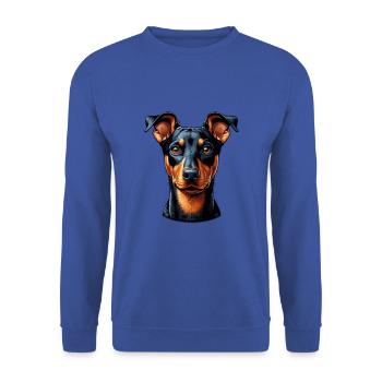 Visage de chien - Pinscher allemand - Sweat-shirt Unisexe - bleu royal - Devant - Alina (178cm) & Michal (187cm)