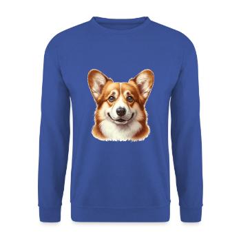 Dog Face - Welsh Corgi Pembroke - Unisex Sweatshirt - royal blue - Front - Alina (178cm) & Michal (187cm)