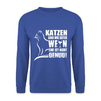 Katzen sind wie ein guter Wein - Unisex Pullover - Royalblau - Vorne - Alina (178cm) & Michal (187cm)
