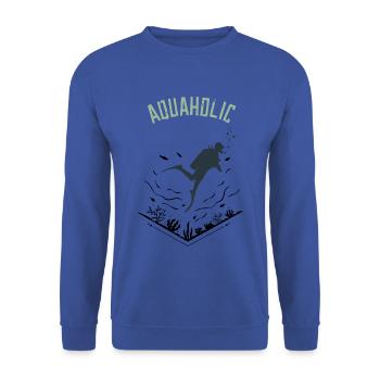 Aquaholic Shirt · Taucher Sport · Wasser Geschenk - Unisex Pullover - Royalblau - Vorne - Alina (178cm) & Michal (187cm)