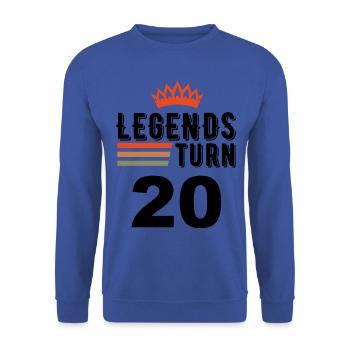 20 Geburtstag, Legenden werden 20 Jahre alt - Unisex Pullover - Royalblau - Vorne - Alina (178cm) & Michal (187cm)