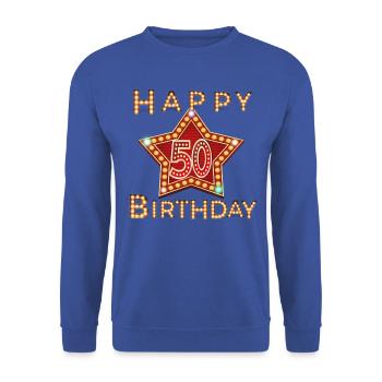 50th Birthday - Unisex Sweatshirt - royal blue - Front - Alina (178cm) & Michal (187cm)