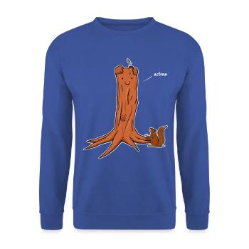 Astrein Cartoon Illustration Text weiß - Unisex Pullover - Royalblau - Vorne - Alina (178cm) & Michal (187cm)