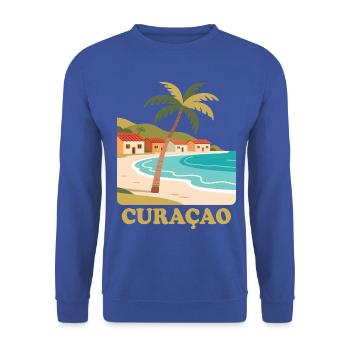 Curacao - Unisex Pullover - Royalblau - Vorne - Alina (178cm) & Michal (187cm)