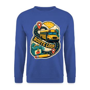 ROUTE LOOP - Unisex Pullover - Royalblau - Vorne - Alina (178cm) & Michal (187cm)