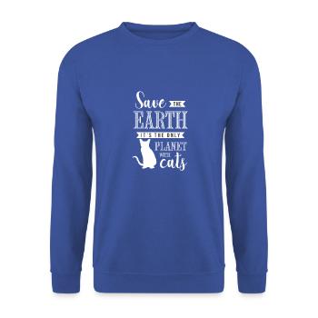 Cat Shirt • Purring Cat • Gift - Unisex Sweatshirt - royal blue - Front - Alina (178cm) & Michal (187cm)