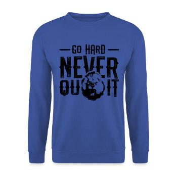 löwe niemals aufgeben spruch motivation - Unisex Pullover - Royalblau - Vorne - Alina (178cm) & Michal (187cm)