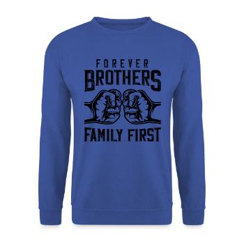 frères, toujours, famille, poing, dire - Sweat-shirt Unisexe - bleu royal - Devant - Alina (178cm) & Michal (187cm)