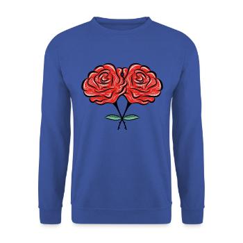 fleurs roses - Sweat-shirt Unisexe - bleu royal - Devant - Alina (178cm) & Michal (187cm)