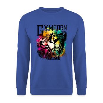 Gymnase coloré d'entraînement de remise en forme licorne - Sweat-shirt Unisexe - bleu royal - Devant - Alina (178cm) & Michal (187cm)