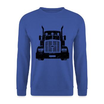 Truck fernfahrer lkw lastwagen - Unisex Pullover - Royalblau - Vorne - Alina (178cm) & Michal (187cm)