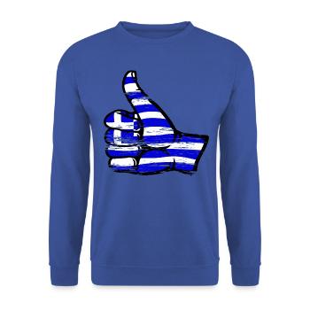 Drapeau de la Grèce OK Symbole utilisé - Sweat-shirt Unisexe - bleu royal - Devant - Alina (178cm) & Michal (187cm)