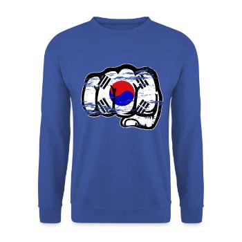 Drapeau de la Corée du Sud Main Poing Utilisé - Sweat-shirt Unisexe - bleu royal - Devant - Alina (178cm) & Michal (187cm)