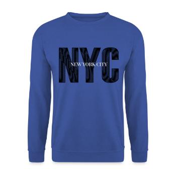 NYC New York City - Unisex Pullover - Royalblau - Vorne - Alina (178cm) & Michal (187cm)