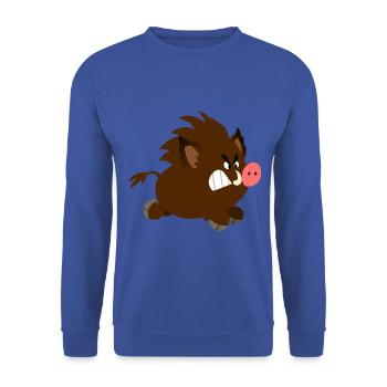 Angry Cartoon Wild Boar by Cheerful Madness!! - Unisex Sweatshirt - royal blue - Front - Alina (178cm) & Michal (187cm)