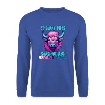 Bison and sunny days of crazy summer grazing - Unisex Sweatshirt - royal blue - Front - Alina (178cm) & Michal (187cm)