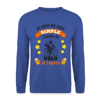 Je suis mec simple j'aime vélo et apéro cadeau - Sweat-shirt Unisexe - bleu royal - Devant - Alina (178cm) & Michal (187cm)