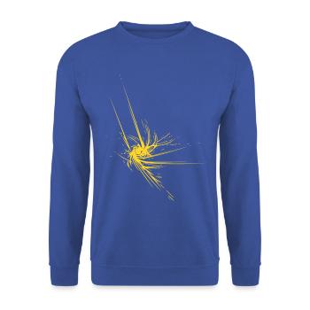 Gelbes Explosionsstern Muster - Unisex Pullover - Royalblau - Vorne - Alina (178cm) & Michal (187cm)