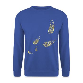 Federn - Symbol / gold - Unisex Pullover - Royalblau - Vorne - Alina (178cm) & Michal (187cm)