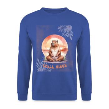 Chill Relax Capybara – Cute Calm Animal Design - Unisex Pullover - Royalblau - Vorne - Alina (178cm) & Michal (187cm)