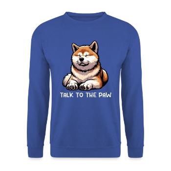 Talk To the Paw Akita Akitabesitzer Akitahund  - Unisex Pullover - Royalblau - Vorne - Alina (178cm) & Michal (187cm)