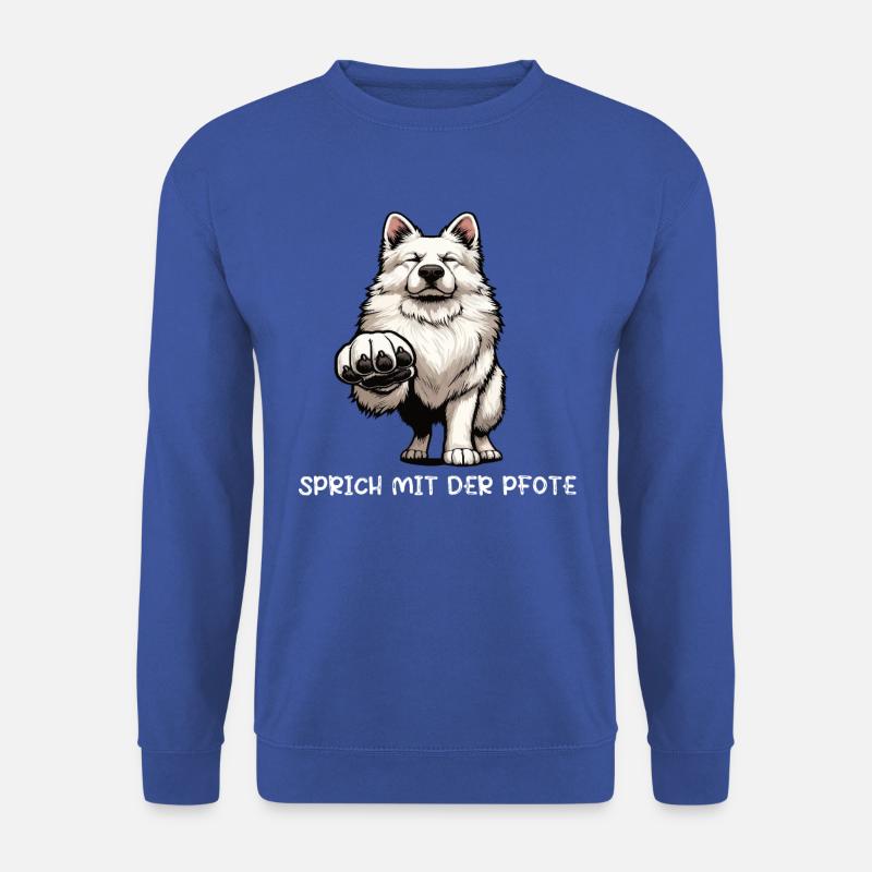Sprich mit der Pfote Weißer Schäferhund Hütehund - Unisex Pullover - Royalblau