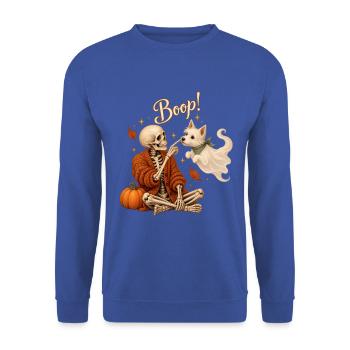 Halloween Skelett Geisterhund Boop für Hundefans - Unisex Pullover - Royalblau - Vorne - Alina (178cm) & Michal (187cm)