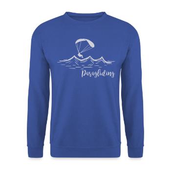 Über den Bergen_Helle Farbe - Unisex Pullover - Royalblau - Vorne - Alina (178cm) & Michal (187cm)