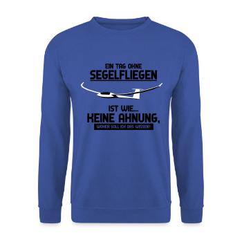 Segelflugzeug Segelfliegen Segelflieger Pilot - Unisex Pullover - Royalblau - Vorne - Alina (178cm) & Michal (187cm)
