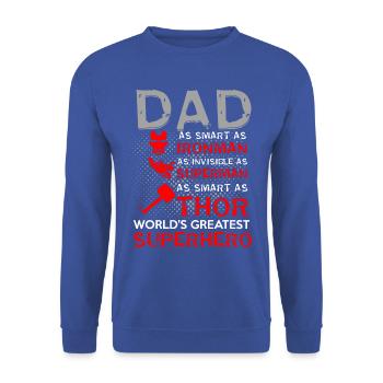 DAD SUPER HERO Design - Unisex Pullover - Royalblau - Vorne - Alina (178cm) & Michal (187cm)