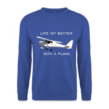 Ultraleichtflugzeug UL Pilot Flugzeug Flieger - Unisex Pullover - Royalblau - Vorne - Alina (178cm) & Michal (187cm)