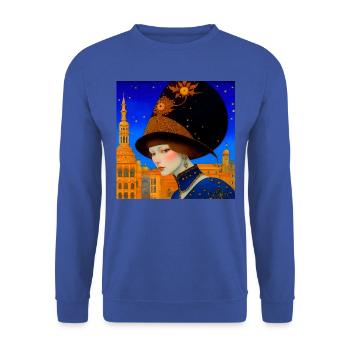 Fantastic person in mask at the Venetian carnival - Unisex Sweatshirt - royal blue - Front - Alina (178cm) & Michal (187cm)