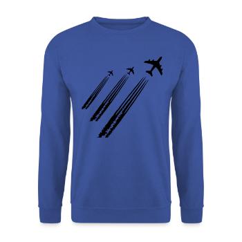 Flugzeug Pilot Flieger Spotter Aviation - Unisex Pullover - Royalblau - Vorne - Alina (178cm) & Michal (187cm)