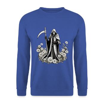 Illustration de fleurs de la Faucheuse - Sweat-shirt Unisexe - bleu royal - Devant - Alina (178cm) & Michal (187cm)