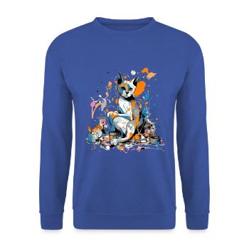 Miko le chat peintre - Sweat-shirt Unisexe - bleu royal - Devant - Alina (178cm) & Michal (187cm)
