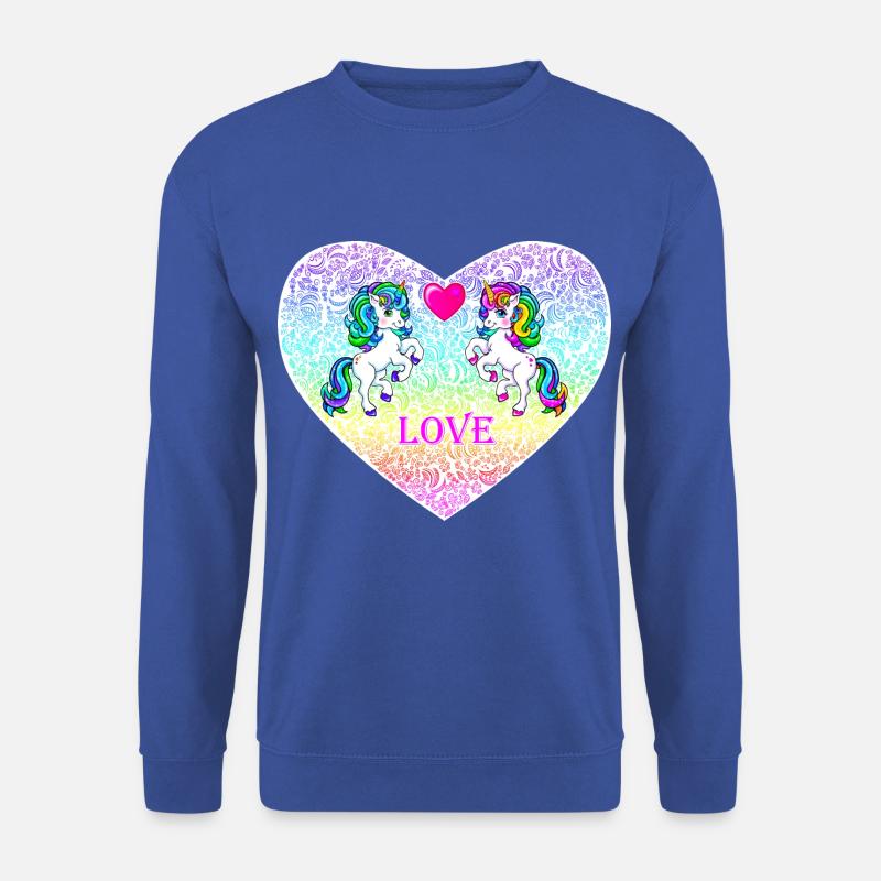 Einhorn Paar Herz Liebe Valentinstag 2022 - Unisex Pullover - Royalblau