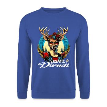 Tracht & Trachten Hirsch Ersatz Dirndl - Unisex Pullover - Royalblau - Vorne - Alina (178cm) & Michal (187cm)