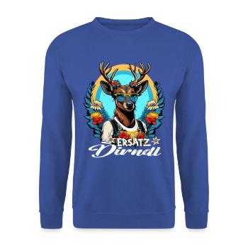Tracht & Trachten Hirsch Ersatz Dirndl - Unisex Pullover - Royalblau - Vorne - Alina (178cm) & Michal (187cm)
