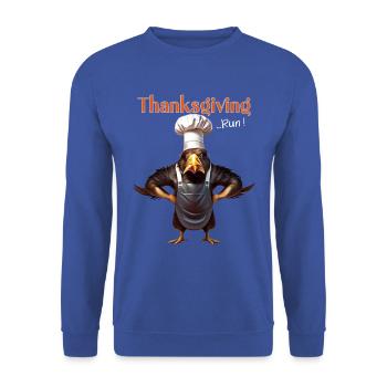 Thanksgiving Outfit - Funny autumn Happy Turkey - Unisex Sweatshirt - royal blue - Front - Alina (178cm) & Michal (187cm)