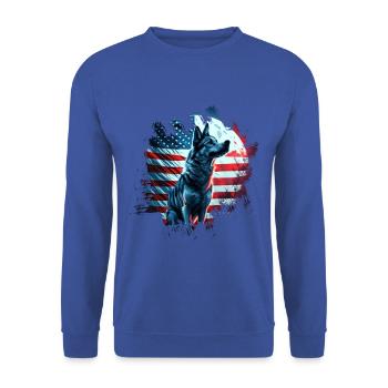 America dog under Moon with American Flag - Unisex Sweatshirt - royal blue - Front - Alina (178cm) & Michal (187cm)