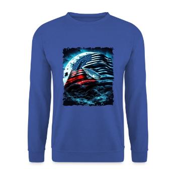 L’Amérique pêche sous la Lune avec le drapeau américain - Sweat-shirt Unisexe - bleu royal - Devant - Alina (178cm) & Michal (187cm)