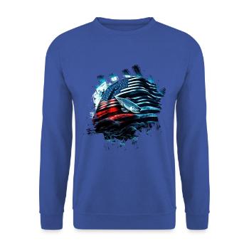 L’Amérique pêche sous la Lune avec le drapeau américain - Sweat-shirt Unisexe - bleu royal - Devant - Alina (178cm) & Michal (187cm)