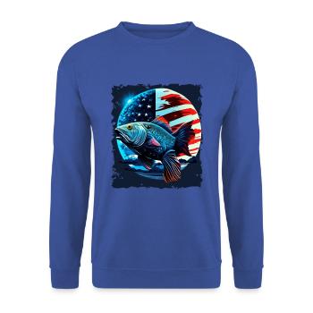 L’Amérique pêche sous la Lune avec le drapeau américain - Sweat-shirt Unisexe - bleu royal - Devant - Alina (178cm) & Michal (187cm)