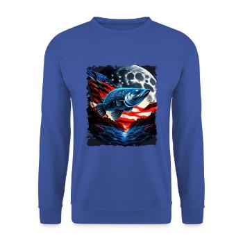 L’Amérique pêche sous la Lune avec le drapeau américain - Sweat-shirt Unisexe - bleu royal - Devant - Alina (178cm) & Michal (187cm)