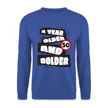 Un an plus drôle 50 ans Anniversaire Geburtstag - Sweat-shirt Unisexe - bleu royal - Devant - Alina (178cm) & Michal (187cm)