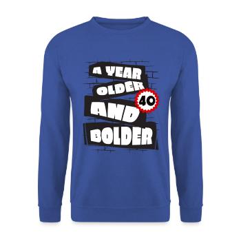 Un an plus drôle 40 ans Anniversaire Geburtstag - Sweat-shirt Unisexe - bleu royal - Devant - Alina (178cm) & Michal (187cm)