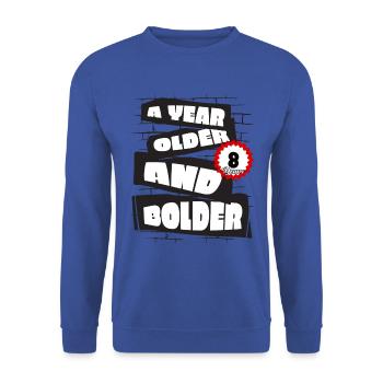 Un an plus drôle 8 ans Anniversaire Geburtstag - Sweat-shirt Unisexe - bleu royal - Devant - Alina (178cm) & Michal (187cm)