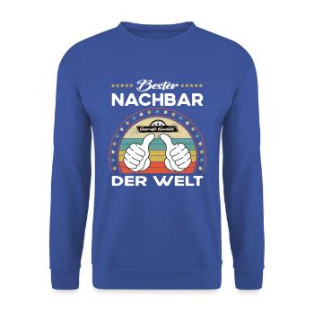 Bester nachbar der Welt - Unisex Pullover - Royalblau - Vorne - Alina (178cm) & Michal (187cm)